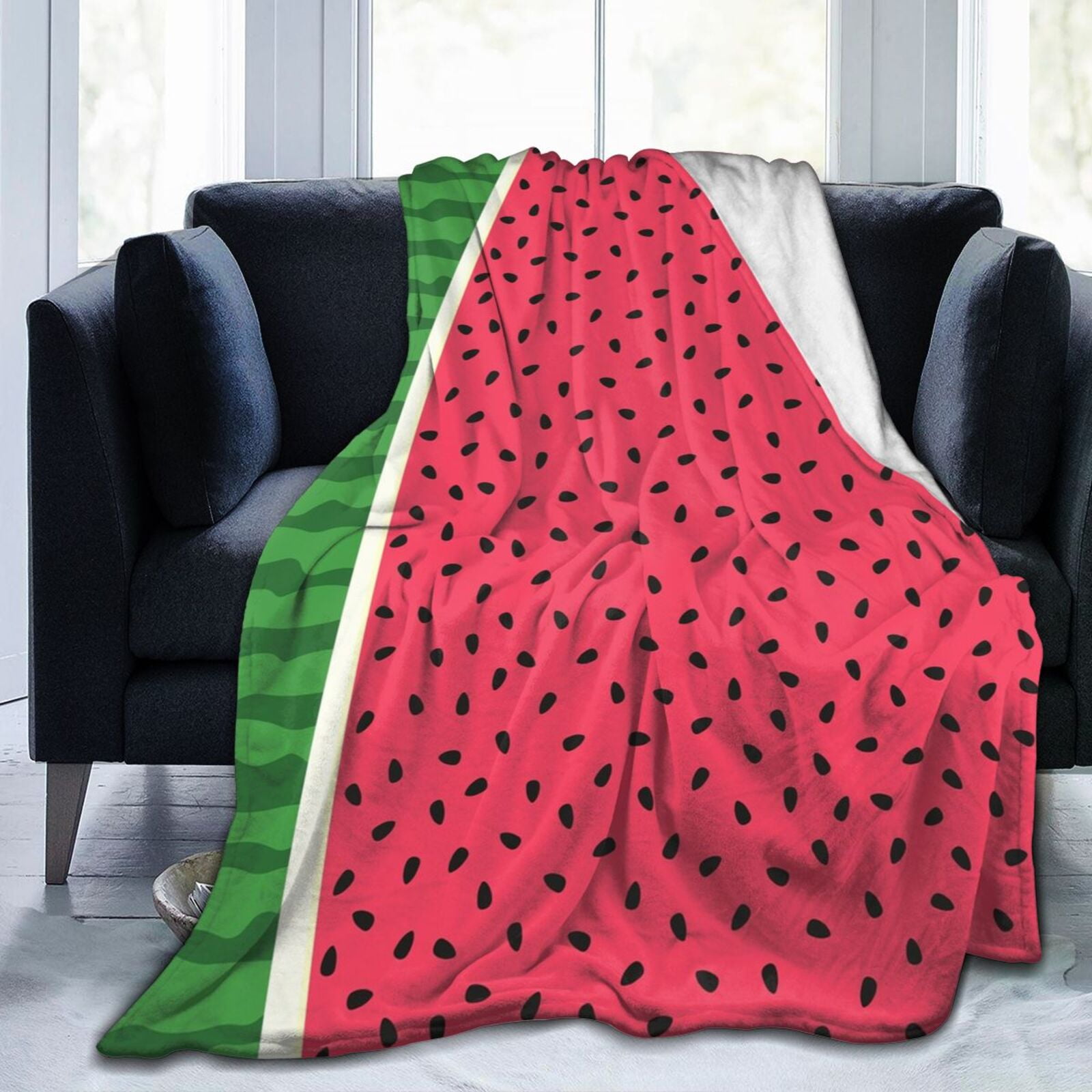 Watermelon Print Throw Blanket Soft Cozy Warm Durable Fuzzy Flannel