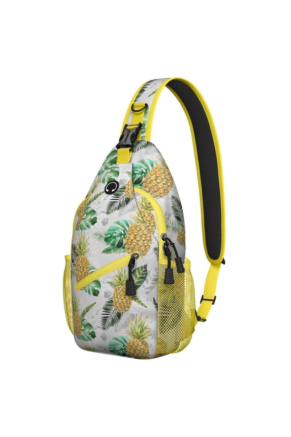 Watermelon Print Travel Sling Backpack, Lightweight and Durable Crossbody Bag with Geometric Tropical Fruit Pattern, Cute Summer Party Design and Multi-Layer Storage