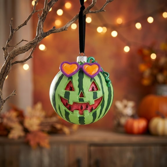 Watermelon Pumpkin Halloween Ornament Cute Hanging Ball Decor With Heart Sunglasses Summer Fall Tree Decoration Resin 1 Count