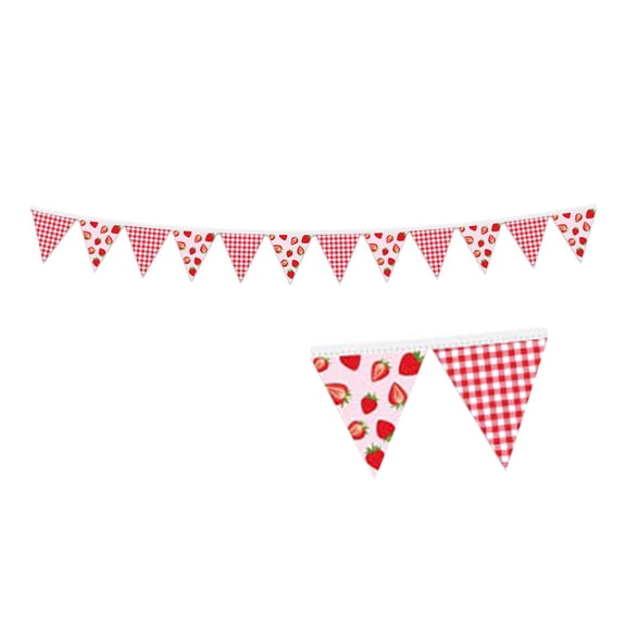 Watermelon Red Polyester Summer Party Bunting 3.2m Length, 20cm Flags, Lightweight 30g, Triangular Pennant, Indoor/Outdoor Decor, Birthday, Celebrations, Fresh Eye-Catching Design, Reusable
