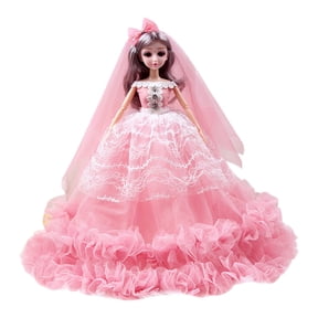 Watermelon Red Vibrant Wedding Doll In Sumptuous Dress For Celebration Adds Festive Feel To Wedding Decorations And Displays