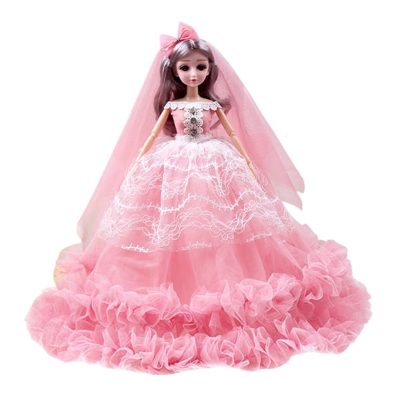 Watermelon Red Vibrant Wedding Doll In Sumptuous Dress For Celebration Adds Festive Feel To Wedding Decorations And Displays