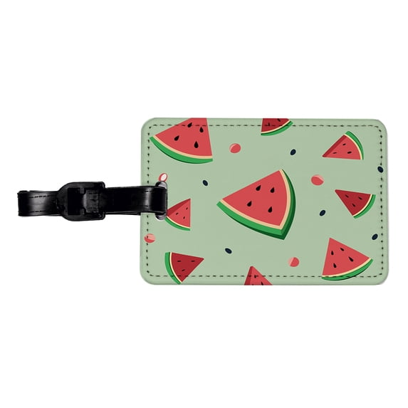 Watermelon Scattered Fruit Faux Leather Travel Luggage Tag