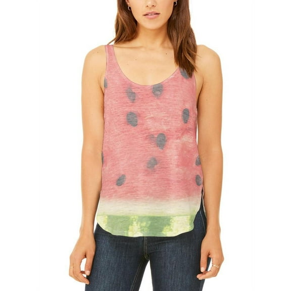 Watermelon Seeds Summer Juniors Flowy Side Slit Tank Top Multi SM