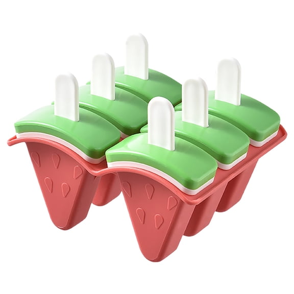 Watermelon Shape Popsicle Molds,Ice Pop Plastic Molds 6 Cavities,Ice Cream Pop Mold,Plastic Popsicles Molds,DIY Ice Pop Molds with Sticks,Homemade Popsicle Mould,Reusable Easy Release Ice Pop Maker