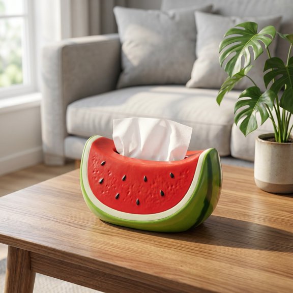 Watermelon Shape Tissue Holder Tissue Box Cover Cute Napkin Storage Container for Kitchen Counter Living Room Home Office Car use