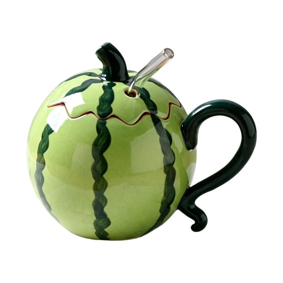 Watermelon Shaped Mug 300ml Ceramic Watermelon Cup With And Lid Funny Coffee Mugs Drinkware For Women Sister Dishwasher