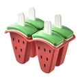 thumbnail image 1 of Watermelon-Shaped Silicone Popsicle Molds with Handles – Reusable, Drip-Proof & Easy Release, Eco-Friendly DIY Ice Cream Molds for Kids, Family 4PCS (13x7x10cm) Red, 1 of 2