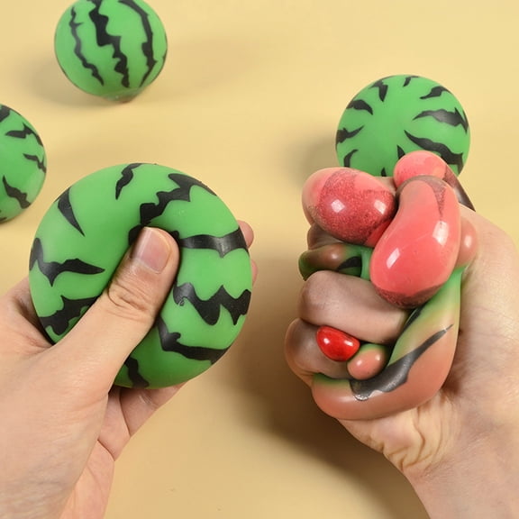 Watermelon Shaped Stress Relief Squishing Ball, Fidget Toy with Slow Rebound for Anxiety Relief & Kids' Sensory Play