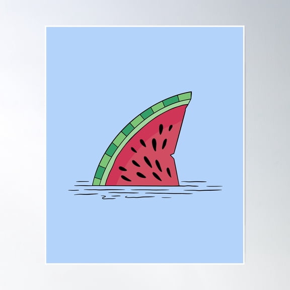 Watermelon, Shark Fin Poster Wall Art, Modern Wall Decor, 8x12 UNFRAMED