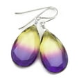 thumbnail image 1 of Watermelon Simulated Tourmaline Earrings Large Faceted Teardrops Yellow Pink Purple Bicolored Sterling Silver Spyglass Designs, 1 of 3