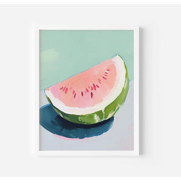 Watermelon Slice Art Trendy Kitchen Still Life, Unframed Paper Print