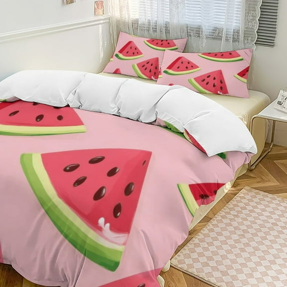 Watermelon Slice Pattern Bedding Set Duvet Cover Couple Bedclothes Pillowcase Customized Home Textiles Bed Set for Queen Size
