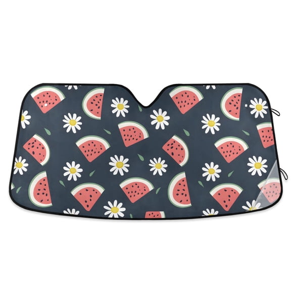Watermelon Slice and Daisy Car Windshield Sun Shade Foldable Car Front Window Visor Heat and UV Protection 53x23.5