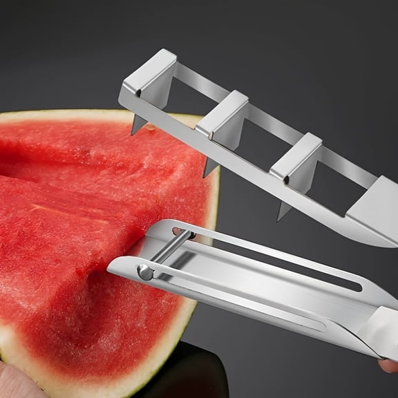 Watermelon Slicer & Cube Shaper, Ergonomic Stainless Steel Fruit Cutter for Household Use, Ideal for Summer Treats & Fruit Prep, Watermelon Segments