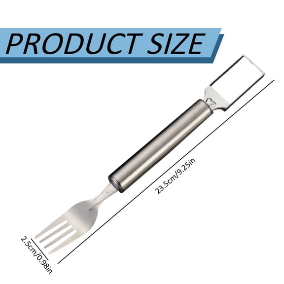 Watermelon Slicer and Fork - 2 In 1 Stainless Steel Double Head Cube Cutter Tool - Round Handle Fruit Slicer for Watermelon Cantaloupe Pumpkin - Kitchen Gadget for Home Picnic Party