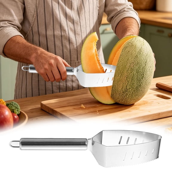Watermelon Slicer Fruit Cutter Stainless Steel Watermelon Slicer and Cube Cutter Multifunctional Triangle Melon Corer & Slicer Tool for Cantaloupe Honeydew Cake Kitchen Party Meal Prep