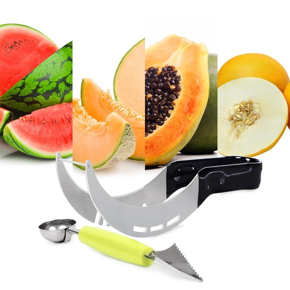 Watermelon Slicer & Melon Baller Set, Stainless Steel Fruit Tool Kit for Watermelon, Cantaloupe, and Fruit Platter