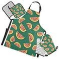 thumbnail image 1 of Watermelon Slices 5 Pcs Kitchen Set Heat Resistant Oven Mitts and Non-Slip Pot Holders with Adjustable Cooking Apron, 1 of 6