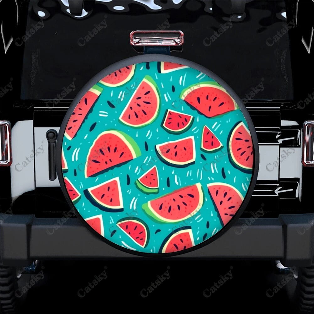 Watermelon Slices And Leaves Polyester Universal Spare Wheel Tire Cover