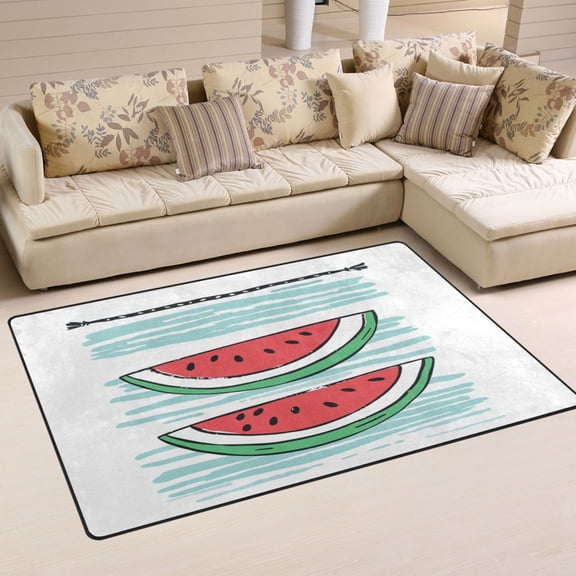 Watermelon Slices Soft Polyester Area Rug 60''x39'', Non Slip, Memory Foam, Water Absorbent