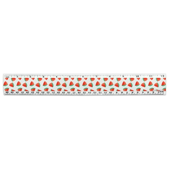 Watermelon Slices Summer Pattern 12 Inch Standard and Metric Plastic Ruler