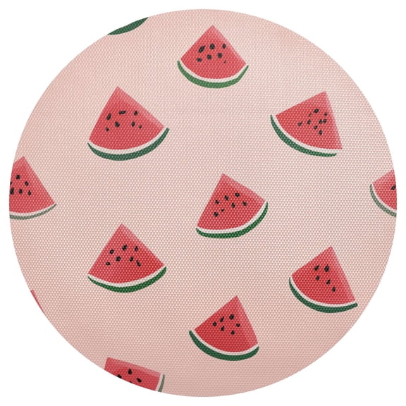 Watermelon Slices on Pink Background PVC Round Grid Placemat Table Mat 1 Pc 15.4" x 15.4"
