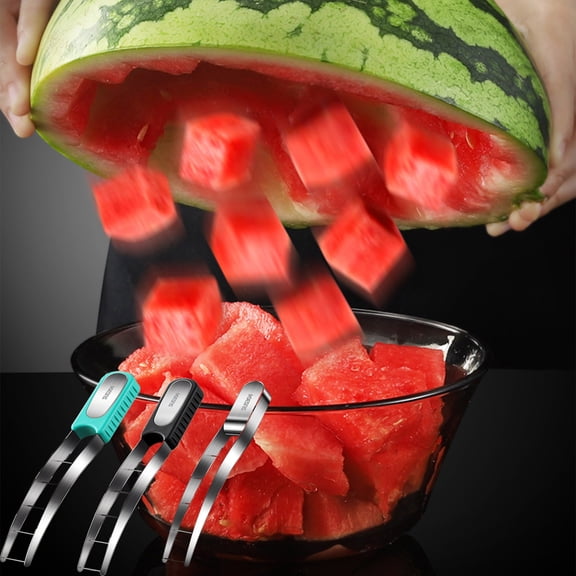 Watermelon Slicing Tool – Fruit Divider | Stainless Steel Cube Cutter, Salad Gadget, Easy Grip, Dishwasher | 10.62 x 1.18 in