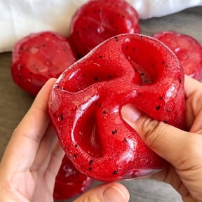 Watermelon Slushy Squishy , Watermelon Ball Shaped Slush Ice Cream Texture Squeeze Toy, Crisp ASMR Sound, Slow Rebound Stress Relief, Watermelon Ice Ball Sand Squeeze Toy for Anxiety Relief