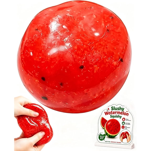 Watermelon Slushy Squishy, Watermelon Ice Ball Sand Squeeze Toy, Slush Ice Cream Texture Crisp ASMR Sound Soft Slow Rising Squishy Rebound Stress Relief Fidget Toy for Anxiety Relief.