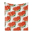thumbnail image 1 of Watermelon Soft Flannel Fleece Throw Blanket, Summer Time Fruit Slices in Watercolor Paint Style Drawn by Hand, Cozy Plush for Indoor and Outdoor Use, 50" x 60", Vermilion Green, by Ambesonne, 1 of 5