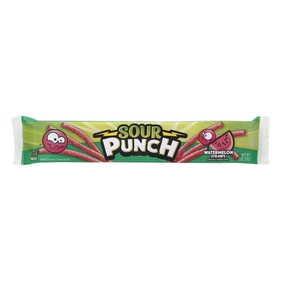 Watermelon Sour Punch Straws Candy, 2 oz, 24 pack