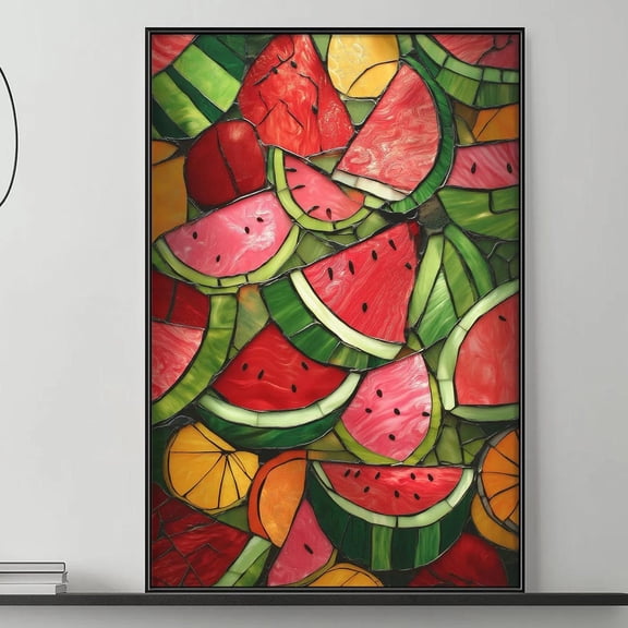 Watermelon Stained Glass Fruit Summer Kitchen Colorful Juicy Fruit Modern Bright Food Graphic Poster Unframed Paper Print