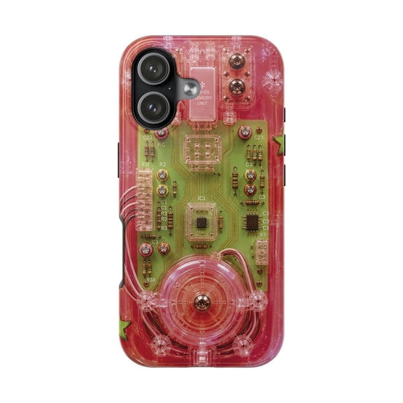 Watermelon Star Cyberpunk Print Futuristic Retro Tough Phone Case, Dual-Layer Protective Cover for iPhone