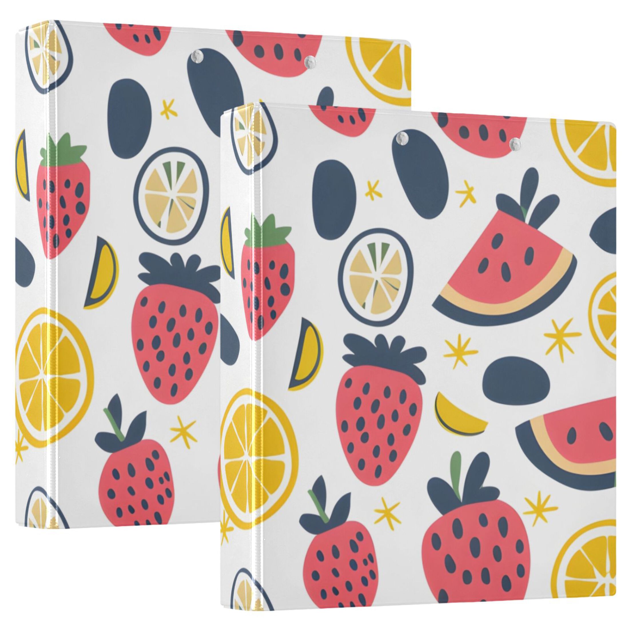Watermelon Strawberries Lemons 3 Ring Binders 1.5 inch Hardcover File Folders with Interior Pockets A4 Size Organizer for School Office Hospital