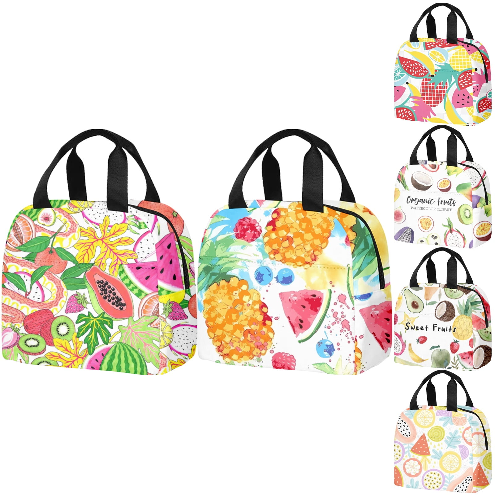 Watermelon Strawberries Pear Pitaya Fruit Family Novelty Lunch Bags