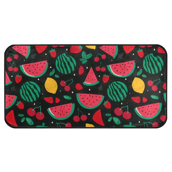 Watermelon Strawberry Pattern Kitchen Runner Rug 39x20 in Non Slip Absorbent Cushioned Laundry Bathroom