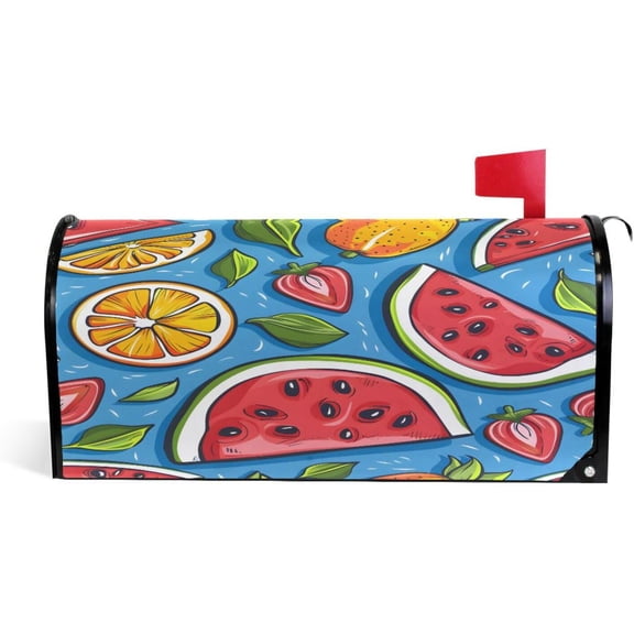 Watermelon Strawberry and Orange Magnetic Mailbox Cover MailWraps Garden Yard Home Decor for Outside Standard Size-18"x 20.8"\u2026