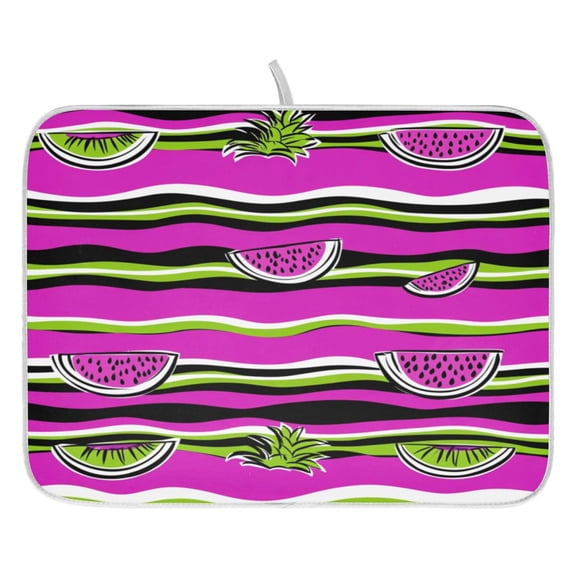 Watermelon Stripes Dish Drying Mat for Kitchen, Quick Drying Absorbent Soft Durable 16" x 18"