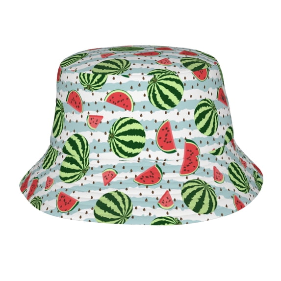 Watermelon Stripes Pattern Bucket Hat Foldable Fisherman Outdoor Summer Camping Travel Hiking Caps for Men Women