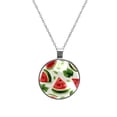 thumbnail image 1 of Watermelon Stunning Women's Circular Glass Pendant Necklace Jewelry, 1 of 5
