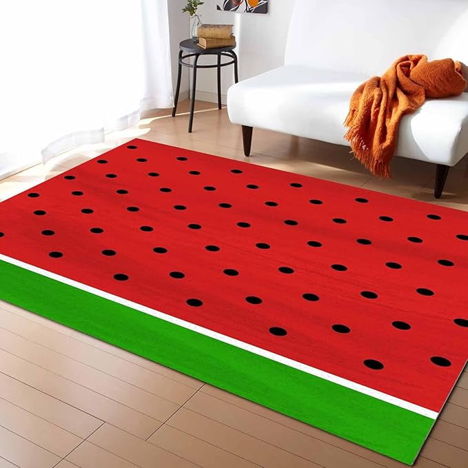 Watermelon Style Red Green Area Rug Living Room Rug Washable Rug Soft ...