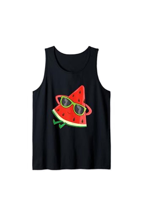 Watermelon Summer Melon With Sunglasses Playful Watermelon Tank Top Size S-3XL