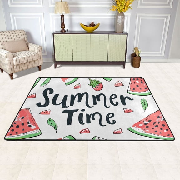 Watermelon Summer Time Area Rug Washable 72 x 48 Floor Carpet Mat Non Slip for Bedroom Living Room Kids Room Home Decor