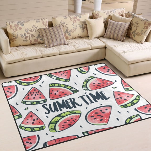 Watermelon Summer Time Area Rug Washable 80 x 58 Floor Carpet Mat Non Slip for Bedroom Living Room Home Decor
