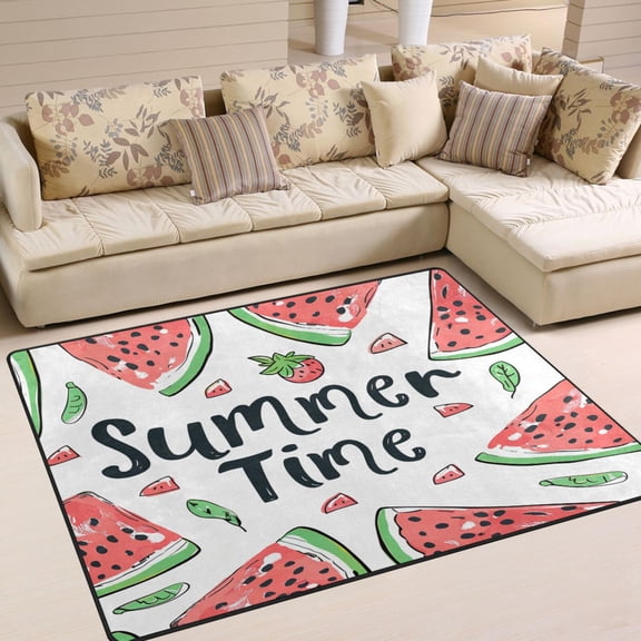 Watermelon Summer Time Area Rug Washable 80 x 58 Floor Carpet Mat Non Slip for Bedroom Living Room Home Decor