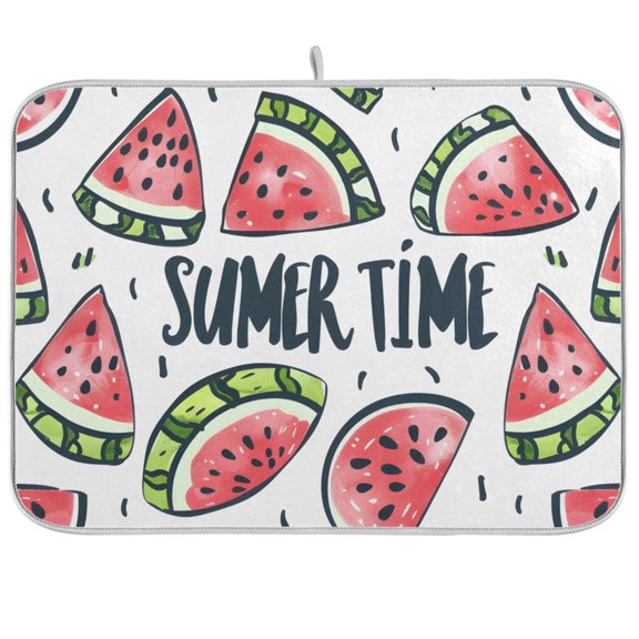 Watermelon Summer Time Dish Drying Mat Dish Drainer Rack Mats Water Absorbent Non-Slip Easy Clean Heat Resistant for Kitchen Counter