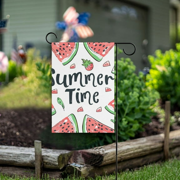 Watermelon Summer Time Garden Flag Double Sided Outdoor Banners for Courtyard Outdoor Lawn Farmhouse Holiday Decorations