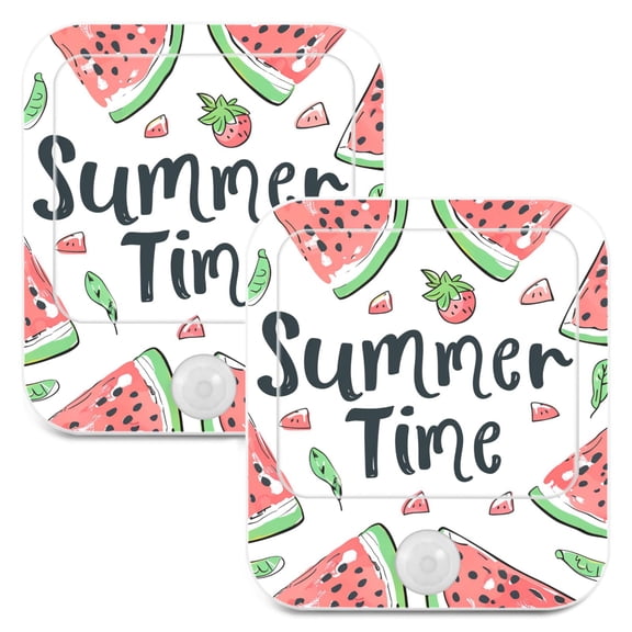 Watermelon Summer Time Night Lights Plug into Wall LED with Auto Light Sensor Warm Light for Kids Hallway Bedroom Living Room Kitchen Bathroom Set of 2