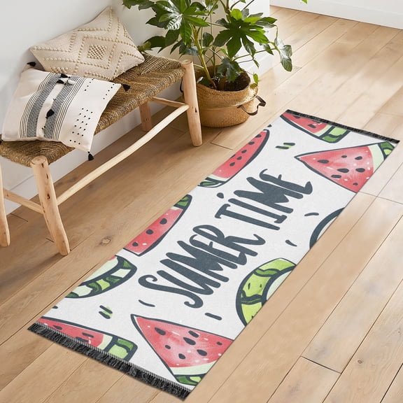 Watermelon Summer Time Runner Rug Machine Washable Area Rugs Carpet Non Slip Entryway Mat for Bedroom Entryway Front Door